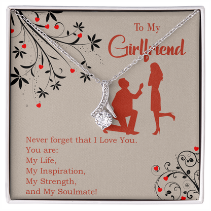 To My Girlfriend My Inspiration Alluring Ribbon Necklace Message Card-Express Your Love Gifts