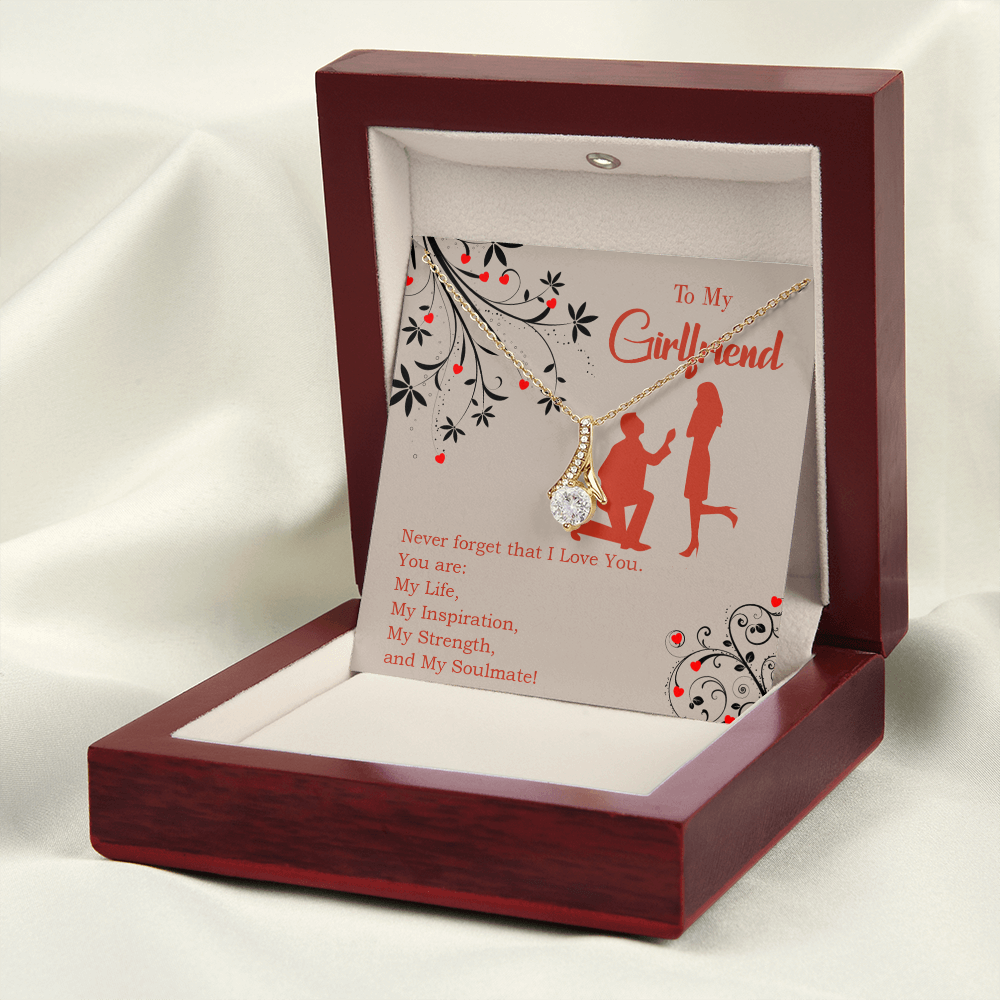 To My Girlfriend My Inspiration Alluring Ribbon Necklace Message Card-Express Your Love Gifts