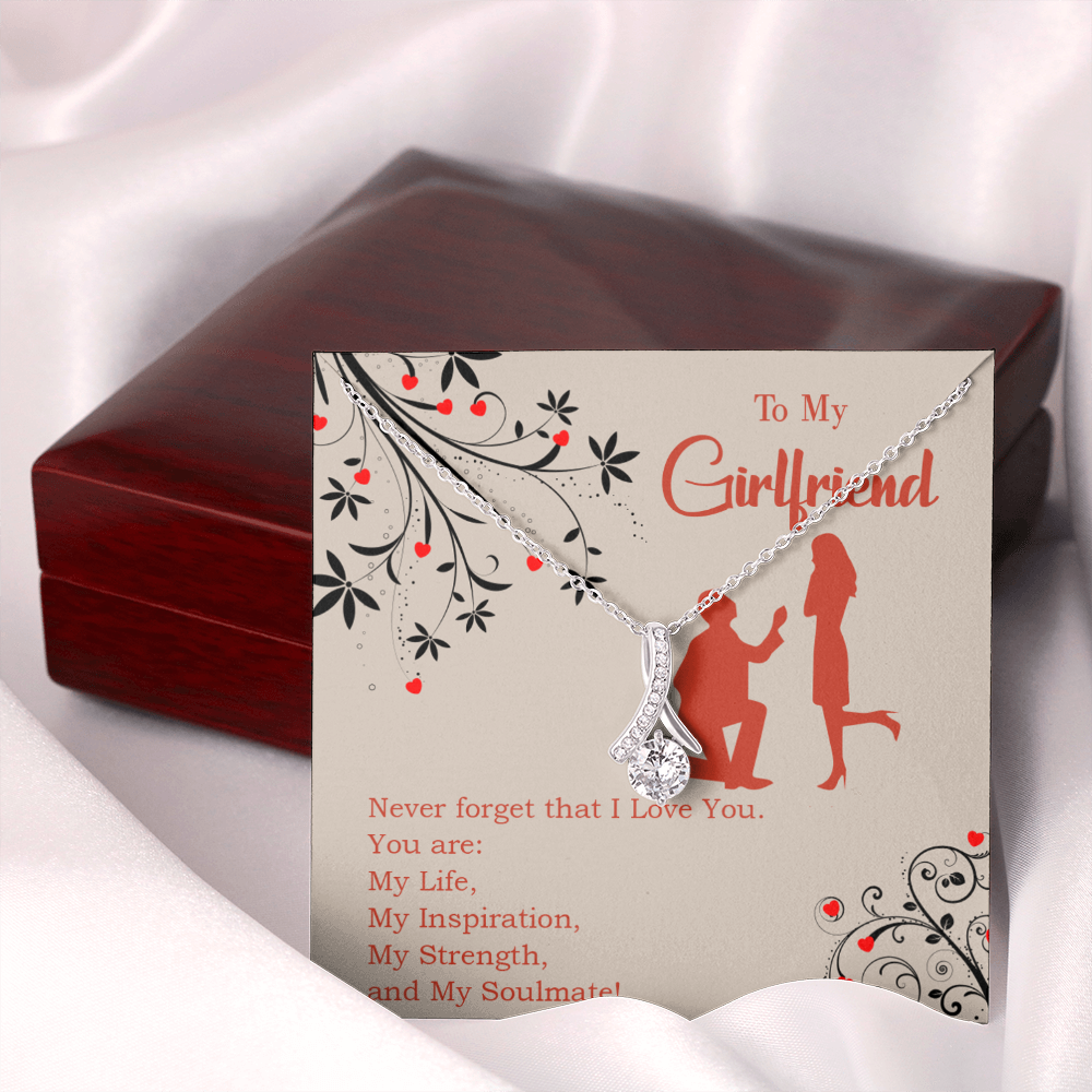 To My Girlfriend My Inspiration Alluring Ribbon Necklace Message Card-Express Your Love Gifts