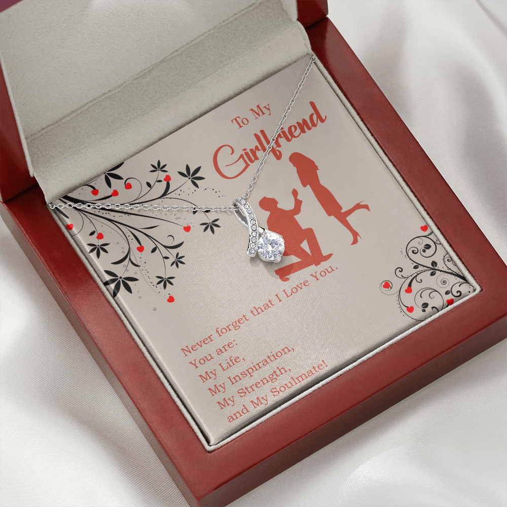 To My Girlfriend My Inspiration Alluring Ribbon Necklace Message Card-Express Your Love Gifts