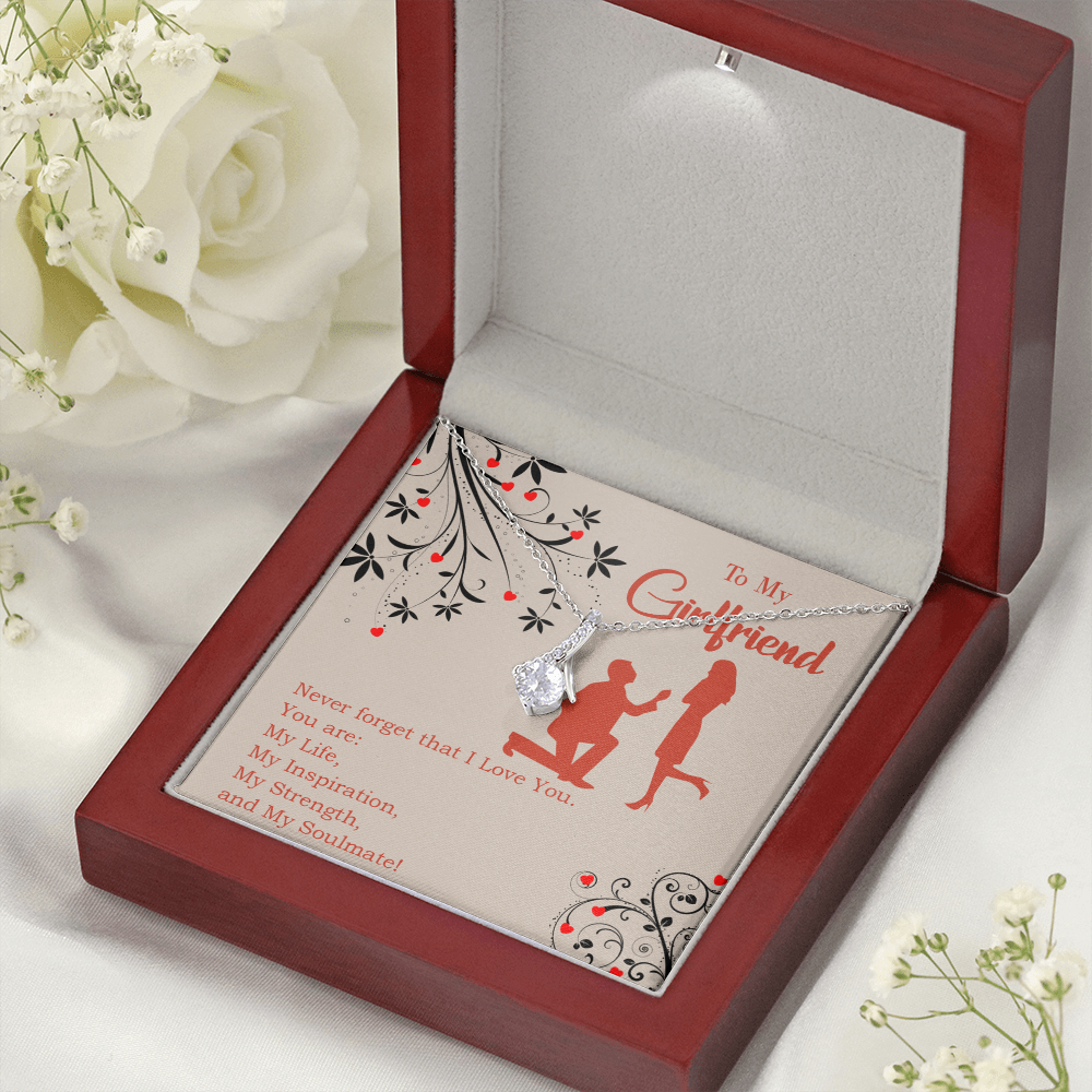 To My Girlfriend My Inspiration Alluring Ribbon Necklace Message Card-Express Your Love Gifts