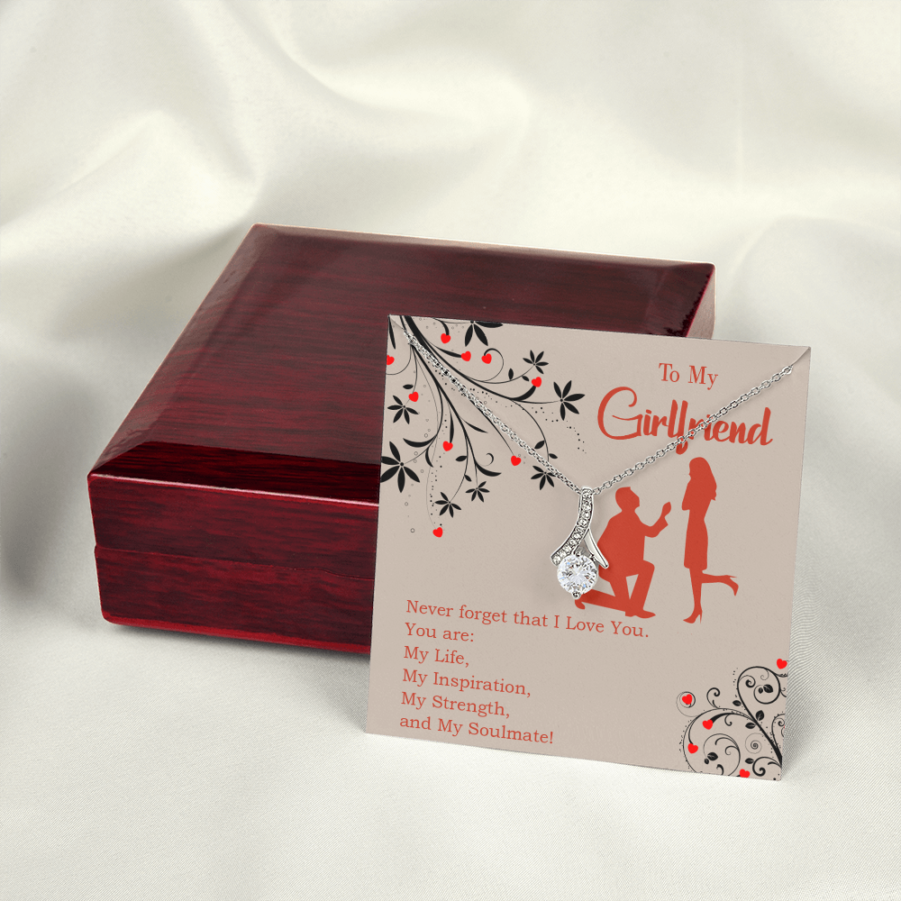 To My Girlfriend My Inspiration Alluring Ribbon Necklace Message Card-Express Your Love Gifts