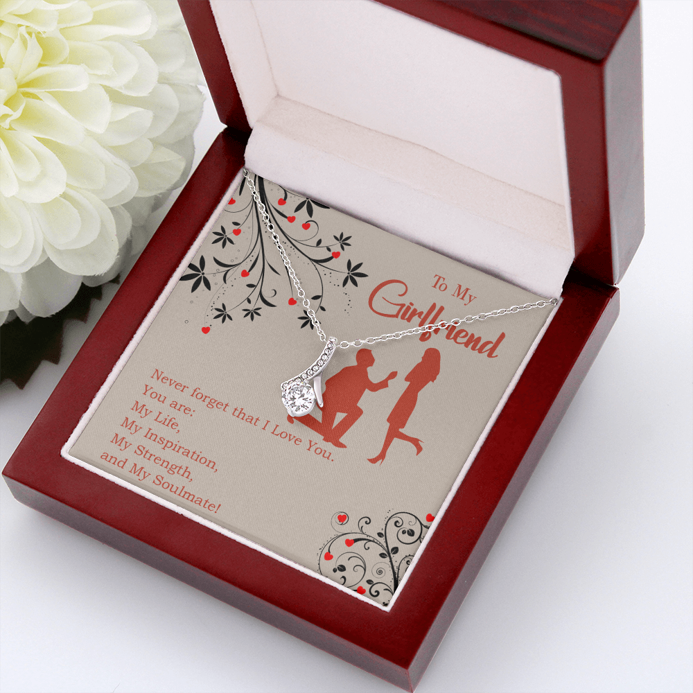 To My Girlfriend My Inspiration Alluring Ribbon Necklace Message Card-Express Your Love Gifts