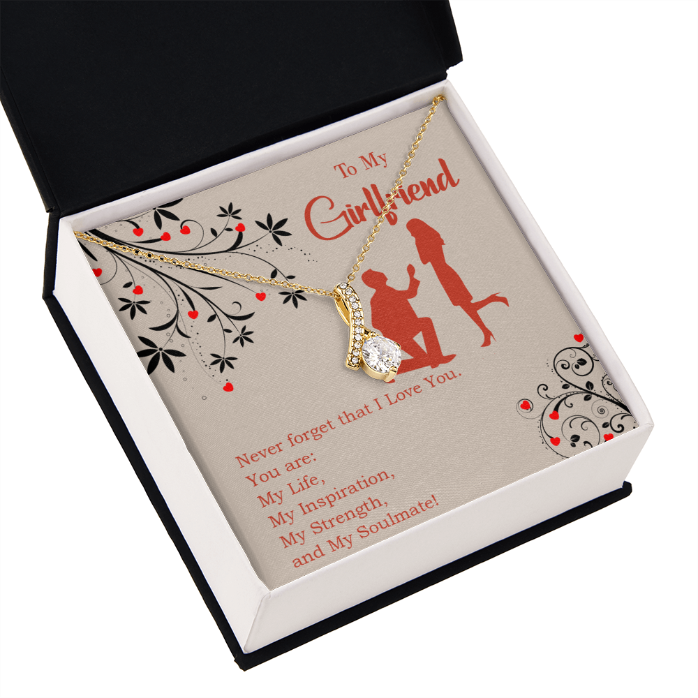 To My Girlfriend My Inspiration Alluring Ribbon Necklace Message Card-Express Your Love Gifts