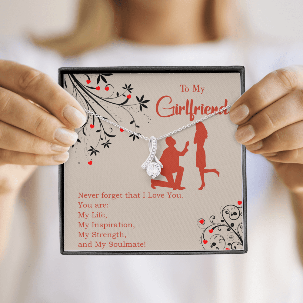 To My Girlfriend My Inspiration Alluring Ribbon Necklace Message Card-Express Your Love Gifts