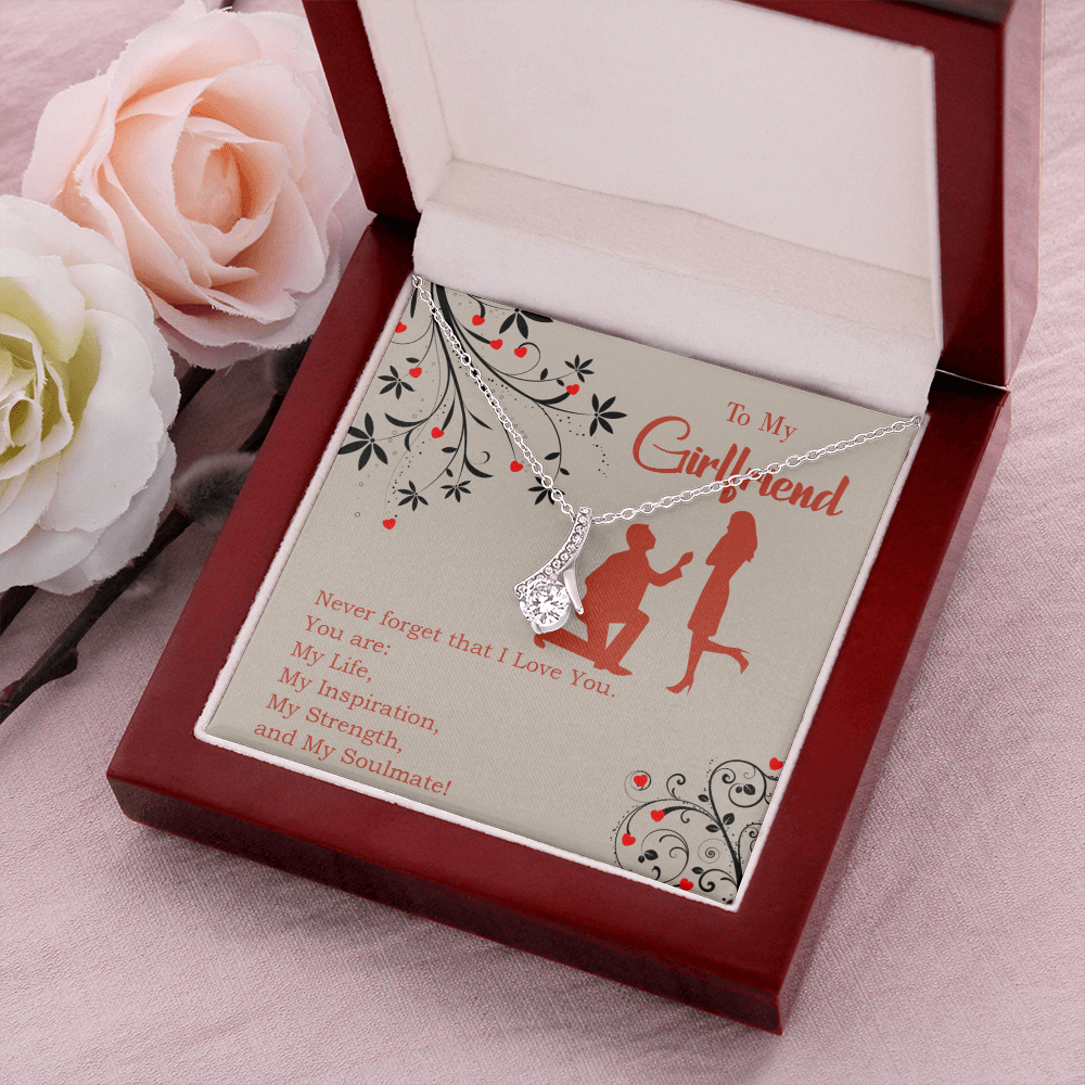 To My Girlfriend My Inspiration Alluring Ribbon Necklace Message Card-Express Your Love Gifts