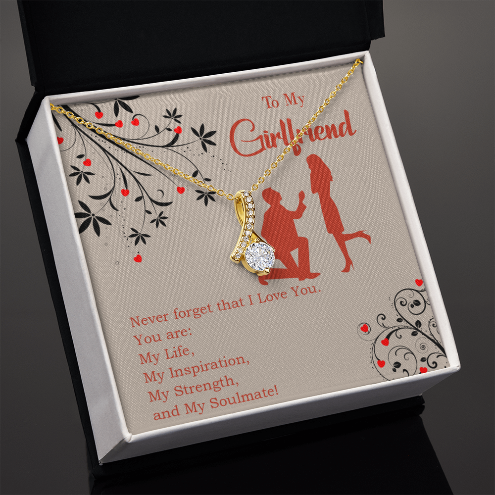 To My Girlfriend My Inspiration Alluring Ribbon Necklace Message Card-Express Your Love Gifts