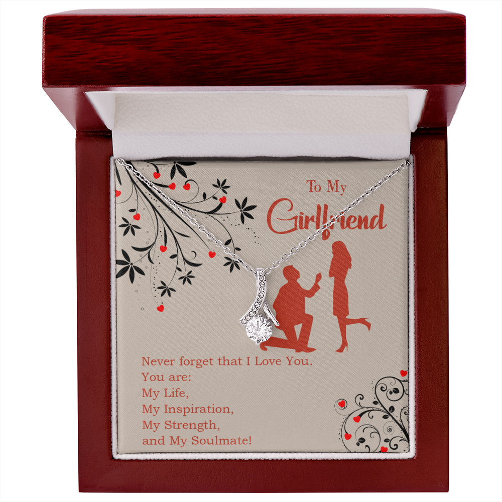 To My Girlfriend My Inspiration Alluring Ribbon Necklace Message Card-Express Your Love Gifts