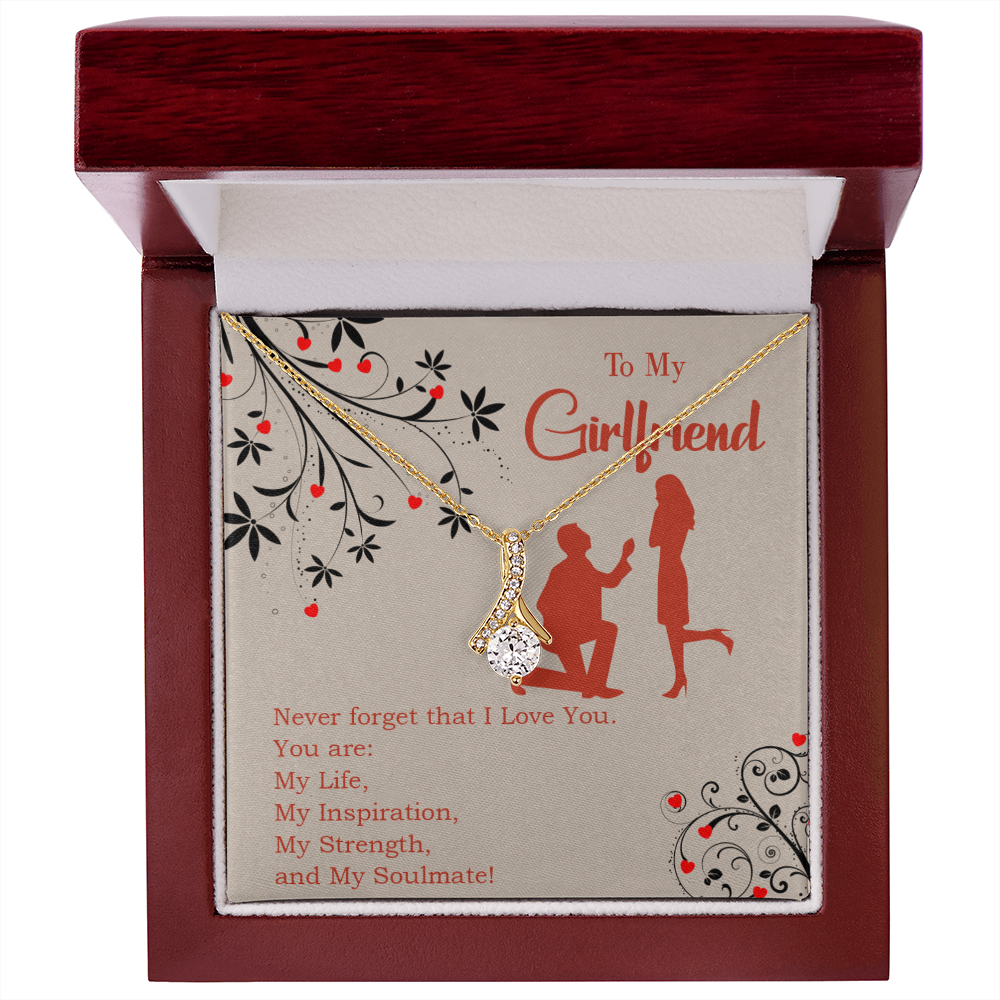 To My Girlfriend My Inspiration Alluring Ribbon Necklace Message Card-Express Your Love Gifts