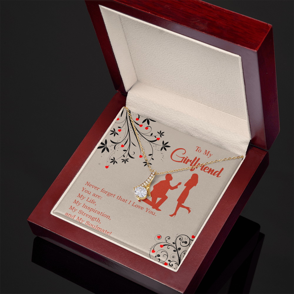 To My Girlfriend My Inspiration Alluring Ribbon Necklace Message Card-Express Your Love Gifts