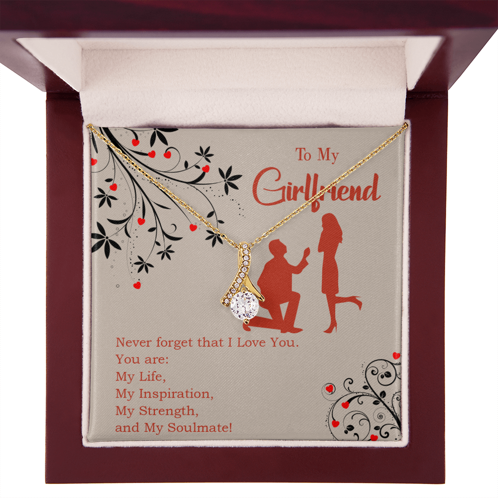 To My Girlfriend My Inspiration Alluring Ribbon Necklace Message Card-Express Your Love Gifts