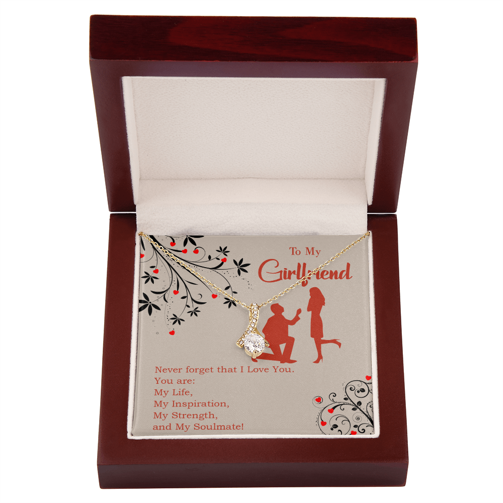 To My Girlfriend My Inspiration Alluring Ribbon Necklace Message Card-Express Your Love Gifts