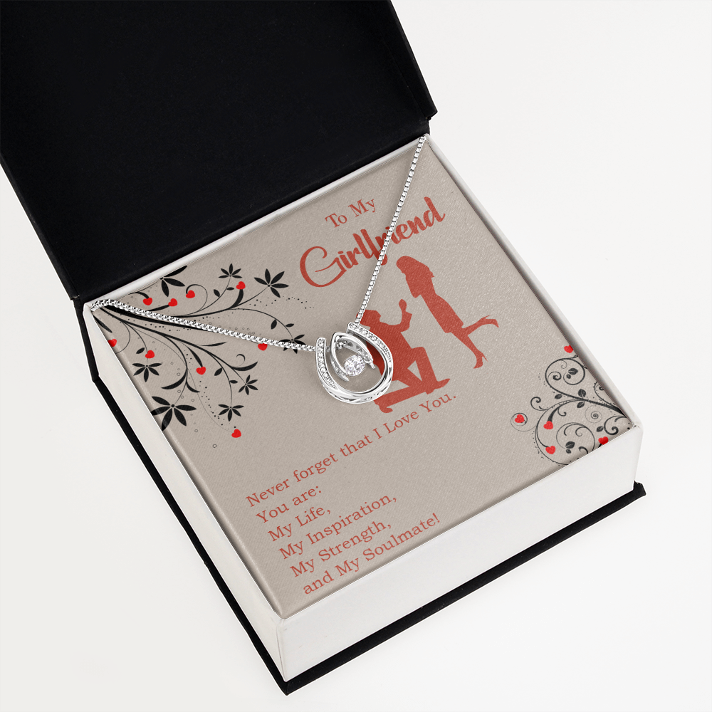 To My Girlfriend My Inspiration Lucky Horseshoe Necklace Message Card 14k w CZ Crystals-Express Your Love Gifts