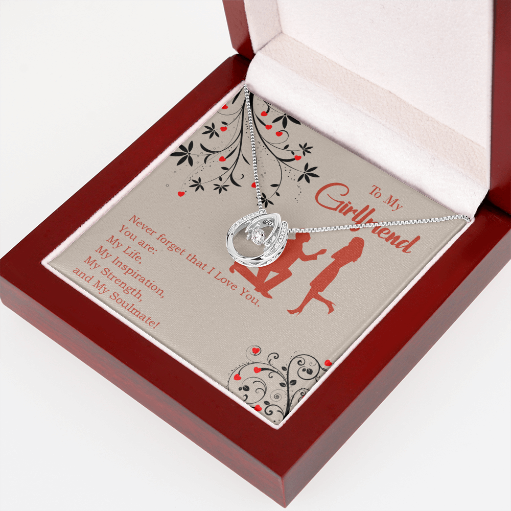 To My Girlfriend My Inspiration Lucky Horseshoe Necklace Message Card 14k w CZ Crystals-Express Your Love Gifts