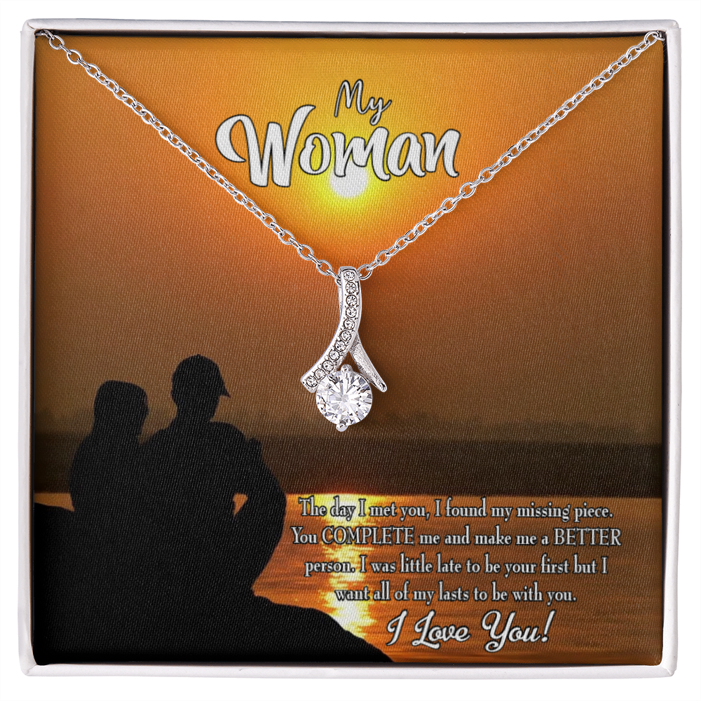 To My Girlfriend My Last Alluring Ribbon Necklace Message Card-Express Your Love Gifts