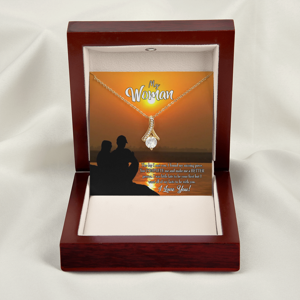 To My Girlfriend My Last Alluring Ribbon Necklace Message Card-Express Your Love Gifts