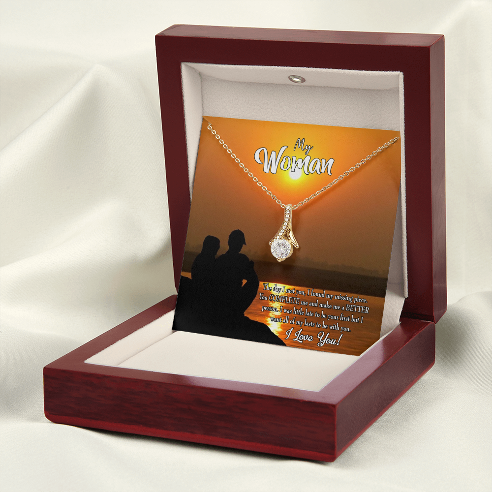 To My Girlfriend My Last Alluring Ribbon Necklace Message Card-Express Your Love Gifts