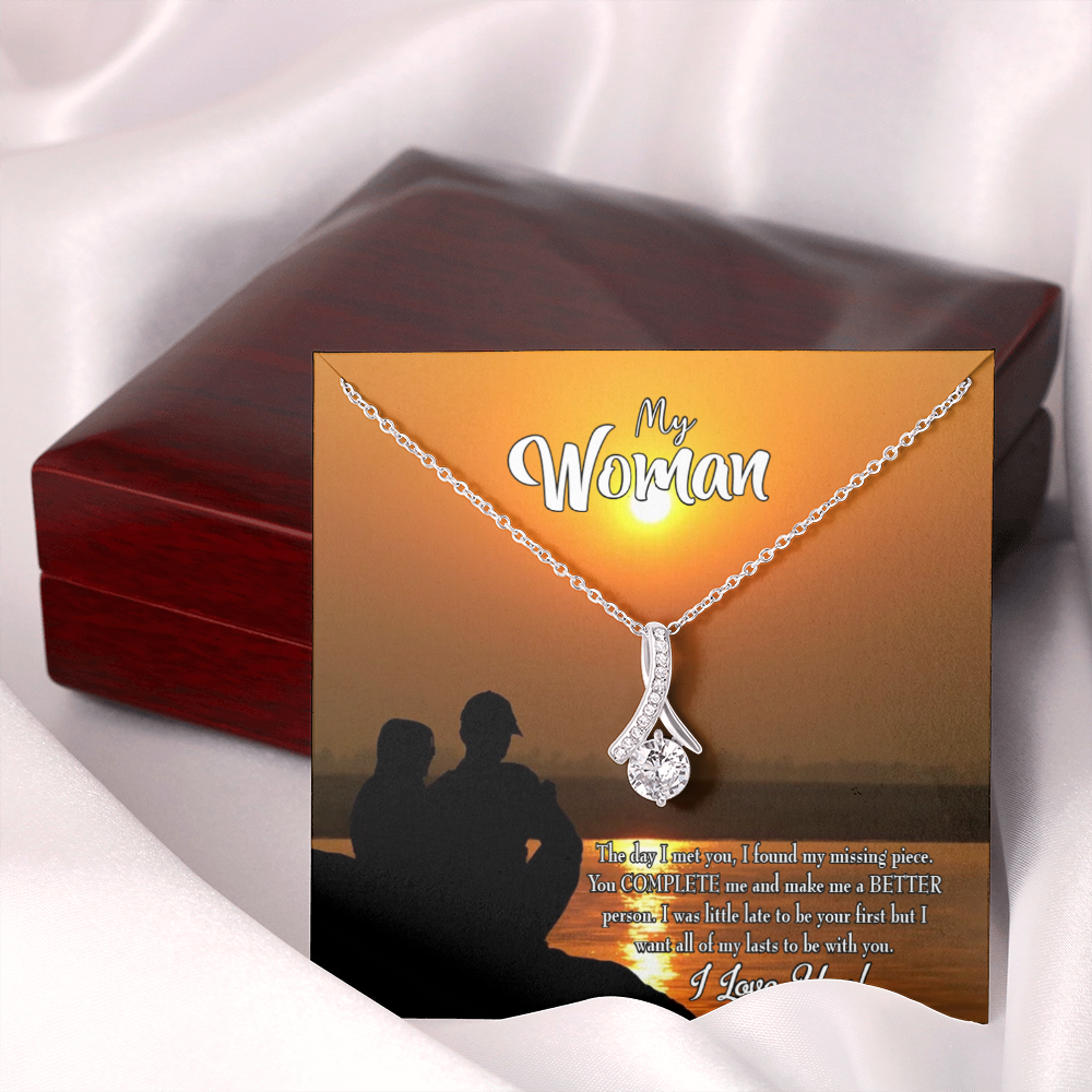 To My Girlfriend My Last Alluring Ribbon Necklace Message Card-Express Your Love Gifts