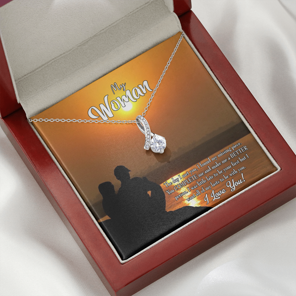 To My Girlfriend My Last Alluring Ribbon Necklace Message Card-Express Your Love Gifts