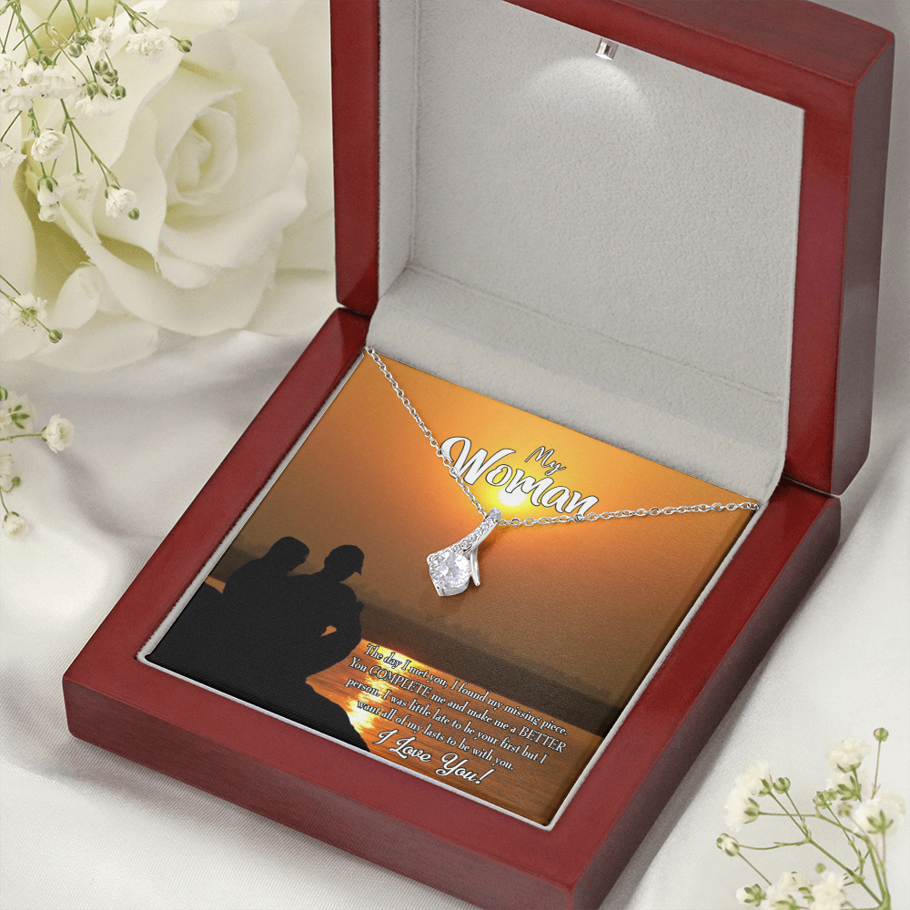 To My Girlfriend My Last Alluring Ribbon Necklace Message Card-Express Your Love Gifts