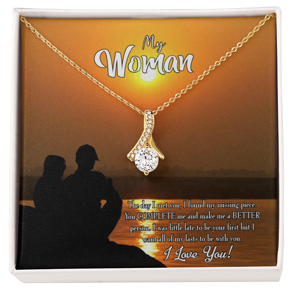 To My Girlfriend My Last Alluring Ribbon Necklace Message Card-Express Your Love Gifts
