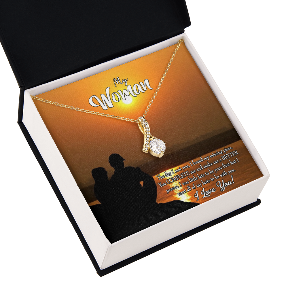 To My Girlfriend My Last Alluring Ribbon Necklace Message Card-Express Your Love Gifts
