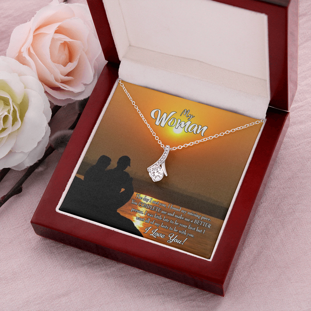 To My Girlfriend My Last Alluring Ribbon Necklace Message Card-Express Your Love Gifts