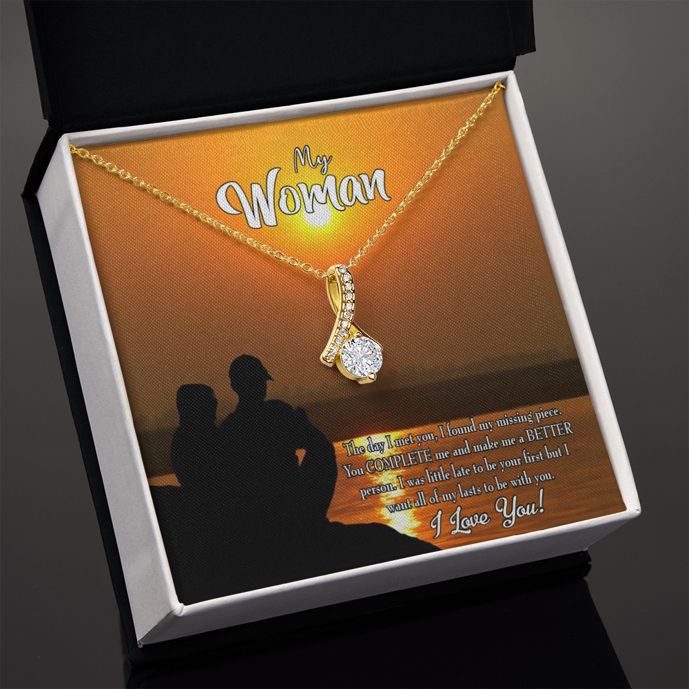 To My Girlfriend My Last Alluring Ribbon Necklace Message Card-Express Your Love Gifts