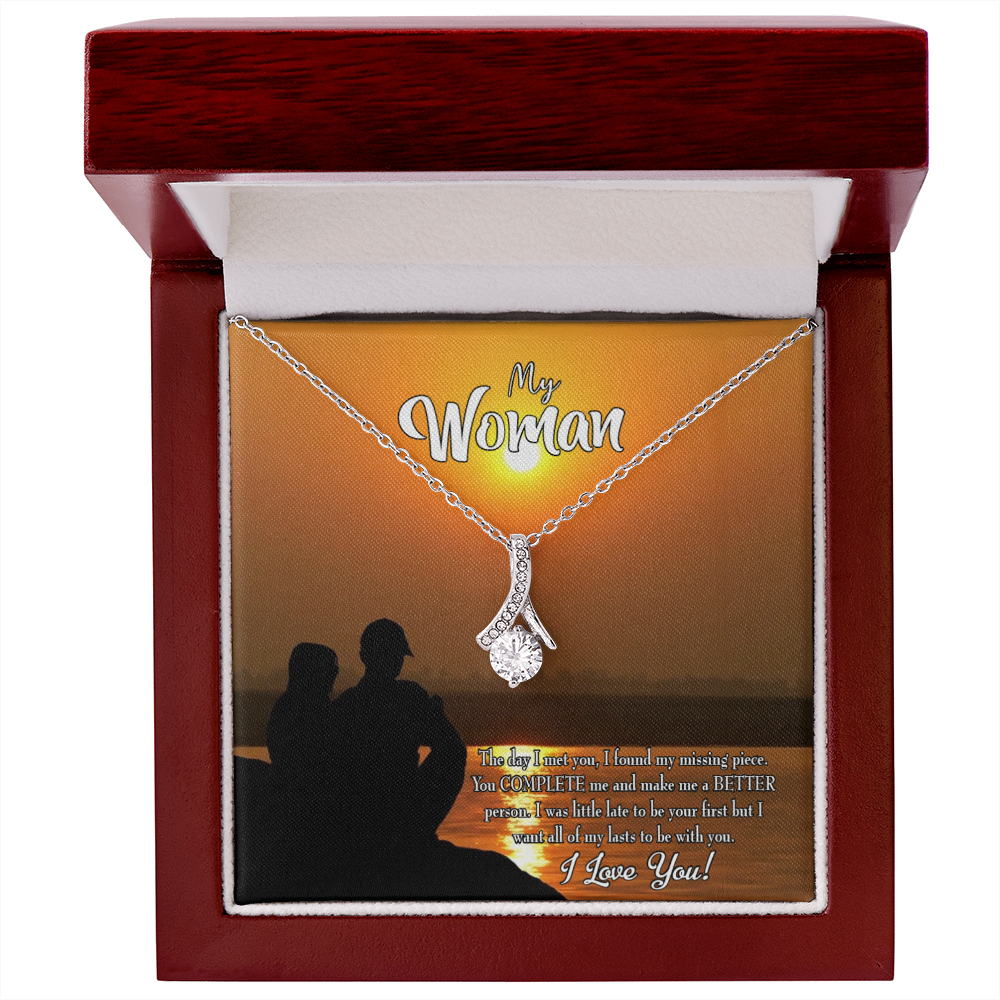 To My Girlfriend My Last Alluring Ribbon Necklace Message Card-Express Your Love Gifts