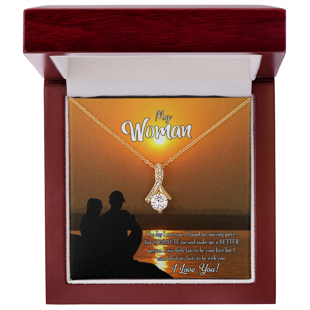 To My Girlfriend My Last Alluring Ribbon Necklace Message Card-Express Your Love Gifts