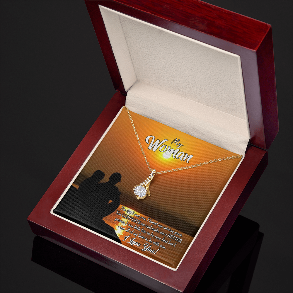 To My Girlfriend My Last Alluring Ribbon Necklace Message Card-Express Your Love Gifts