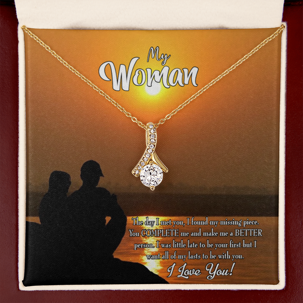 To My Girlfriend My Last Alluring Ribbon Necklace Message Card-Express Your Love Gifts