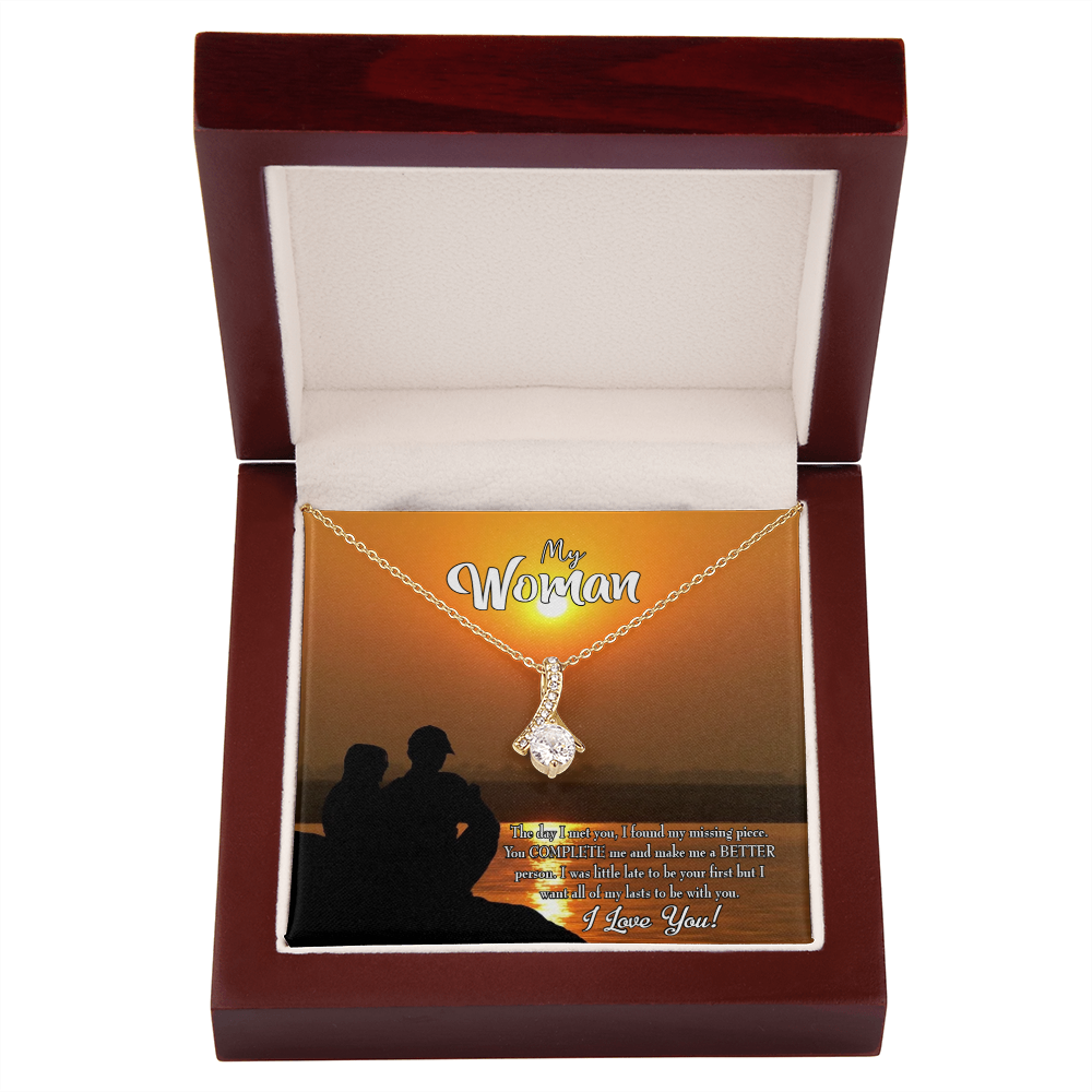 To My Girlfriend My Last Alluring Ribbon Necklace Message Card-Express Your Love Gifts
