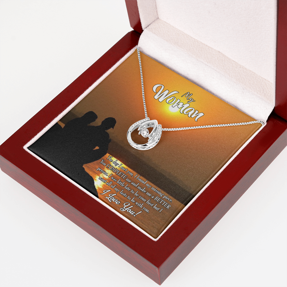 To My Girlfriend My Last Lucky Horseshoe Necklace Message Card 14k w CZ Crystals-Express Your Love Gifts