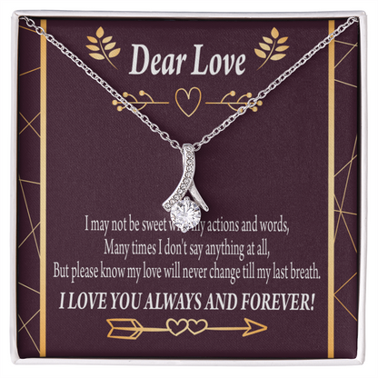 To My Girlfriend My Love Alluring Ribbon Necklace Message Card-Express Your Love Gifts