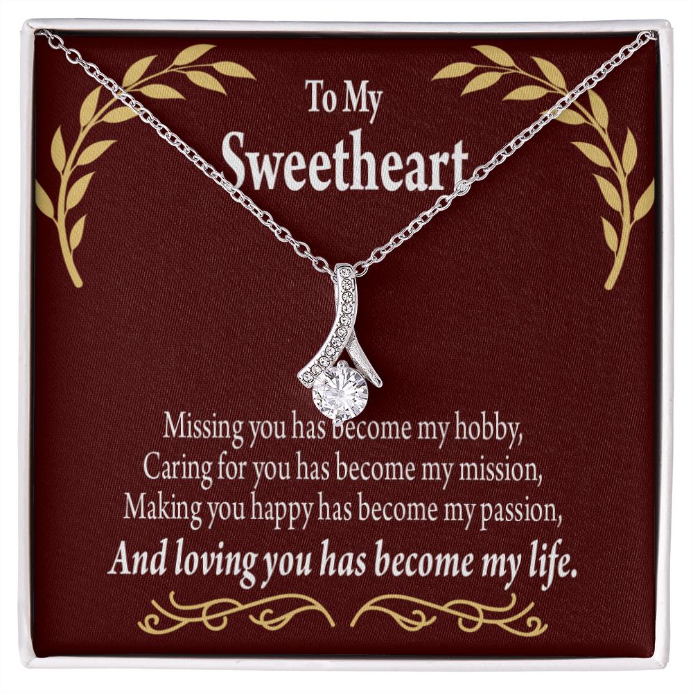 To My Girlfriend My Passion Alluring Ribbon Necklace Message Card-Express Your Love Gifts