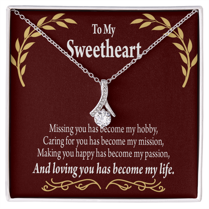 To My Girlfriend My Passion Alluring Ribbon Necklace Message Card-Express Your Love Gifts