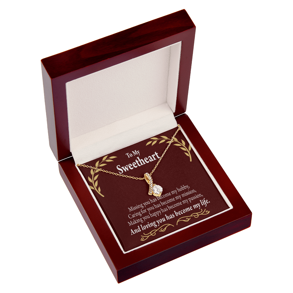 To My Girlfriend My Passion Alluring Ribbon Necklace Message Card-Express Your Love Gifts