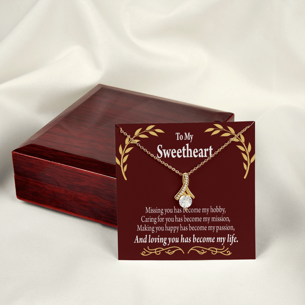 To My Girlfriend My Passion Alluring Ribbon Necklace Message Card-Express Your Love Gifts