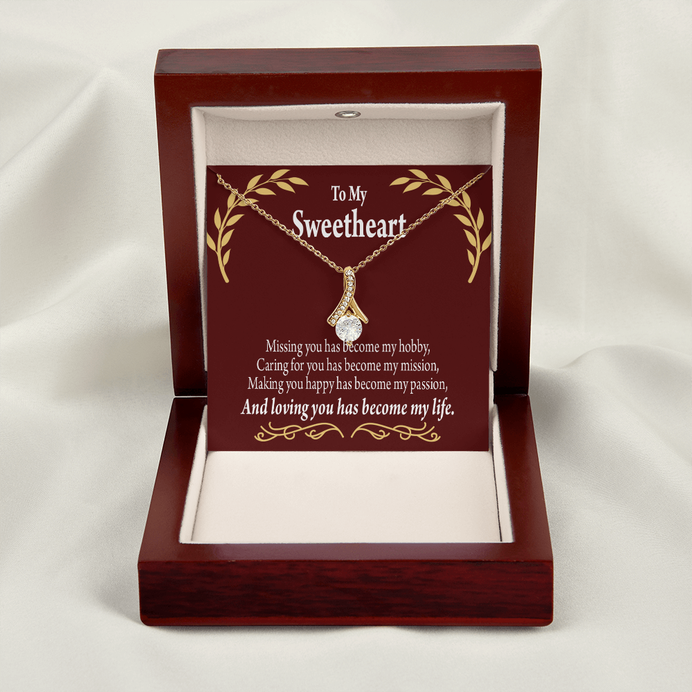 To My Girlfriend My Passion Alluring Ribbon Necklace Message Card-Express Your Love Gifts