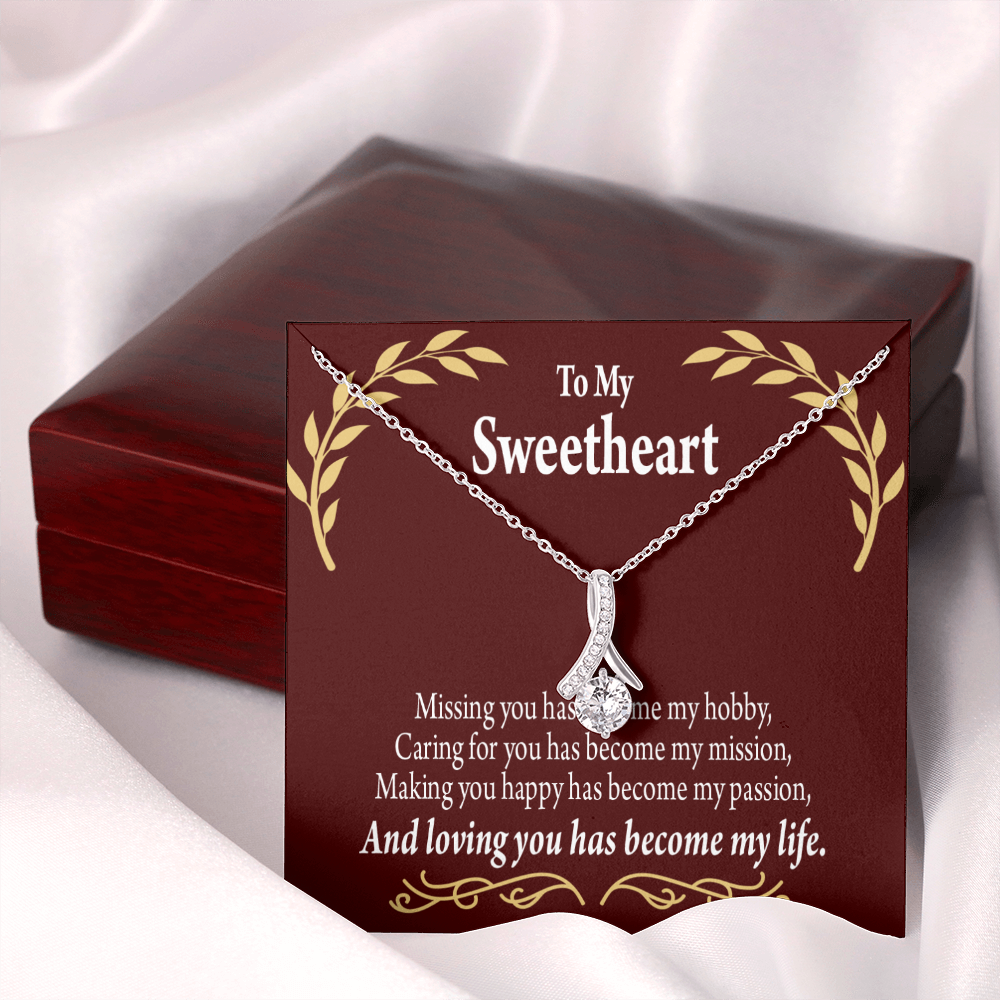 To My Girlfriend My Passion Alluring Ribbon Necklace Message Card-Express Your Love Gifts