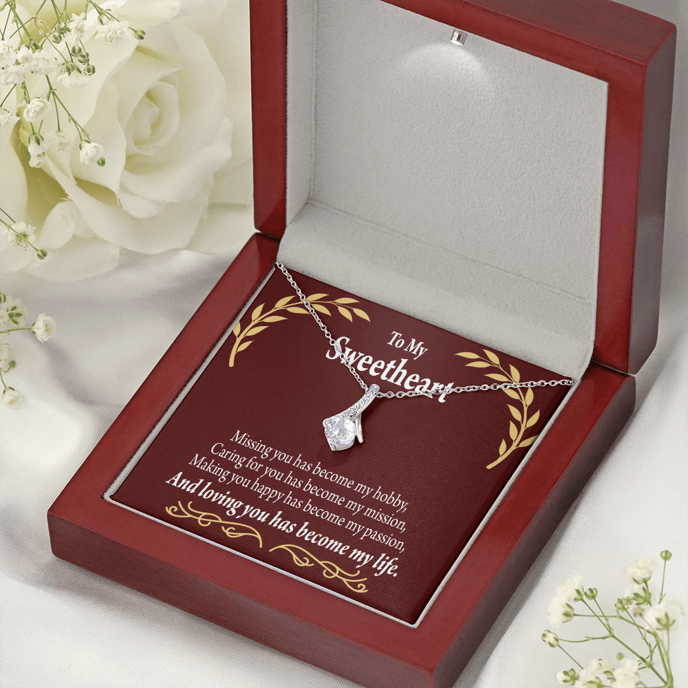 To My Girlfriend My Passion Alluring Ribbon Necklace Message Card-Express Your Love Gifts