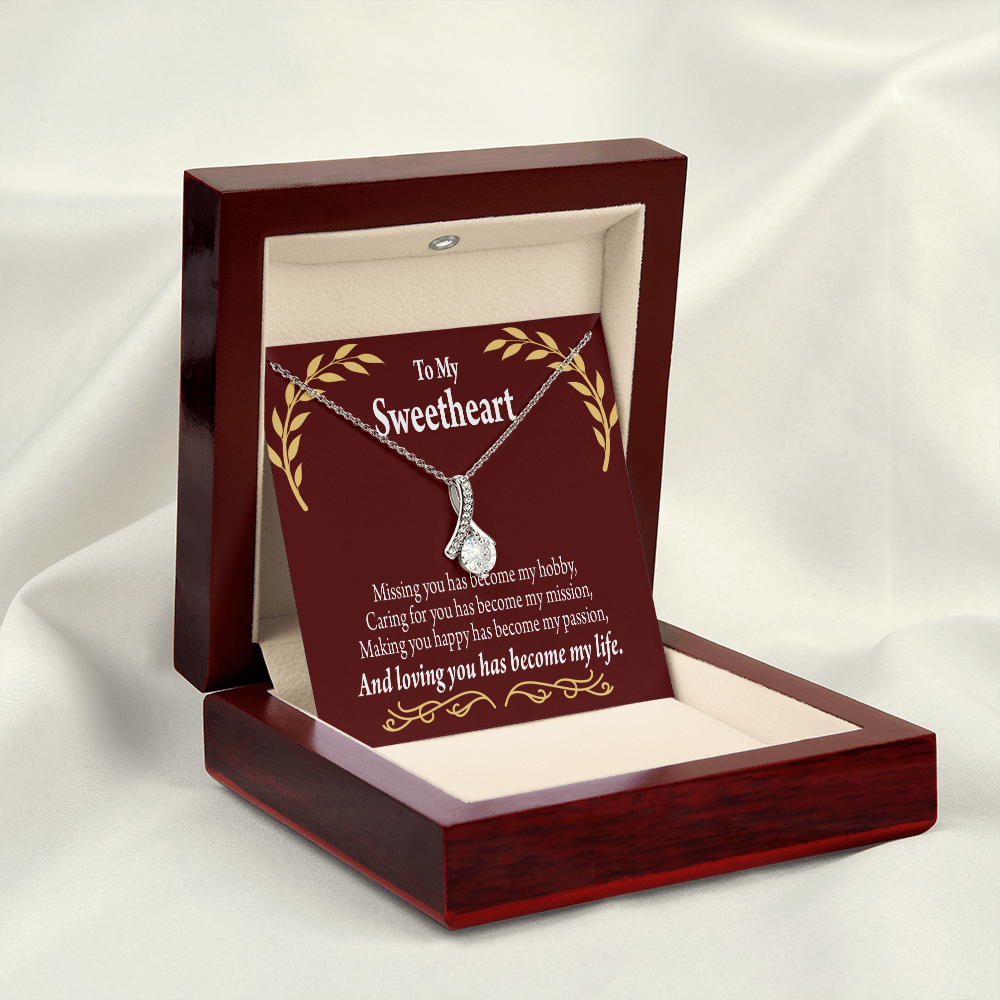 To My Girlfriend My Passion Alluring Ribbon Necklace Message Card-Express Your Love Gifts