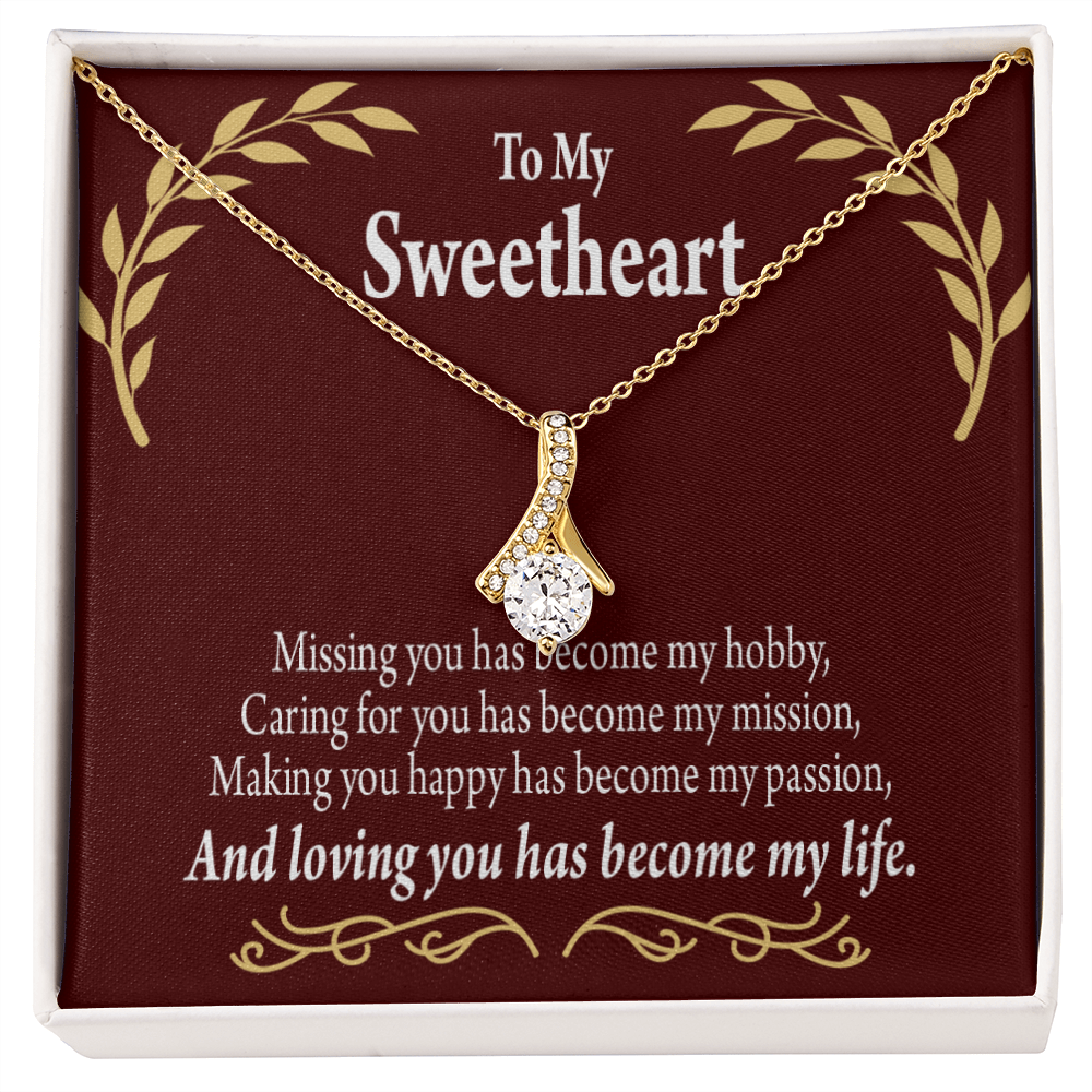 To My Girlfriend My Passion Alluring Ribbon Necklace Message Card-Express Your Love Gifts