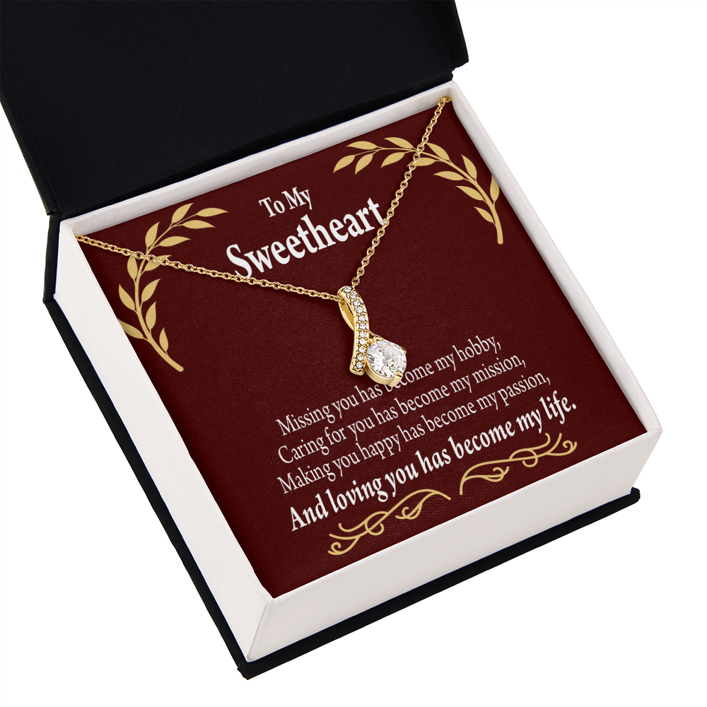 To My Girlfriend My Passion Alluring Ribbon Necklace Message Card-Express Your Love Gifts