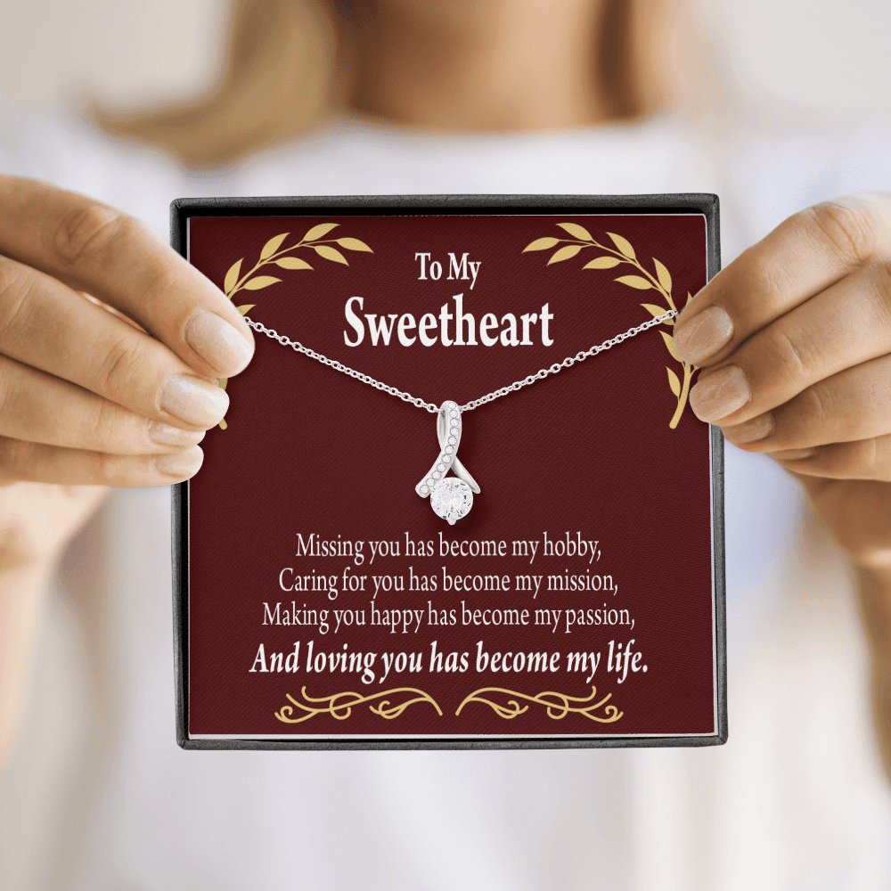 To My Girlfriend My Passion Alluring Ribbon Necklace Message Card-Express Your Love Gifts