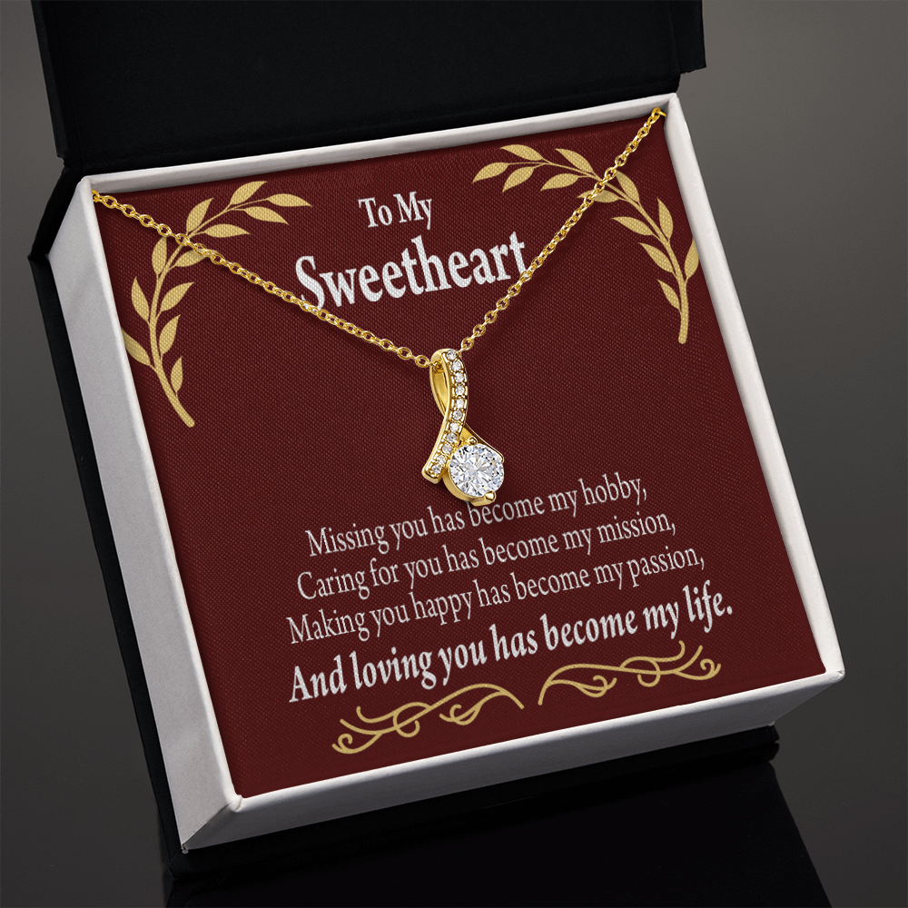 To My Girlfriend My Passion Alluring Ribbon Necklace Message Card-Express Your Love Gifts