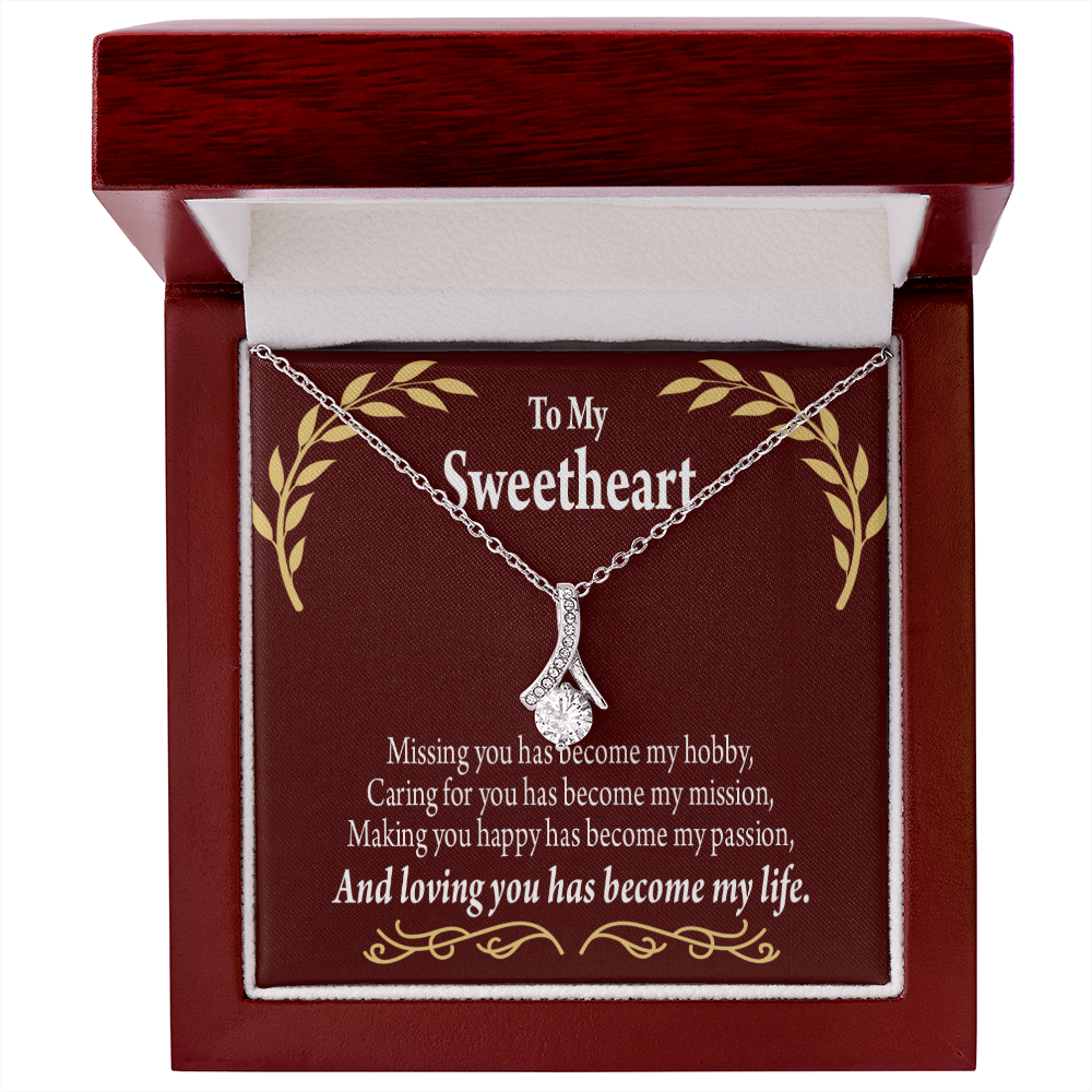 To My Girlfriend My Passion Alluring Ribbon Necklace Message Card-Express Your Love Gifts