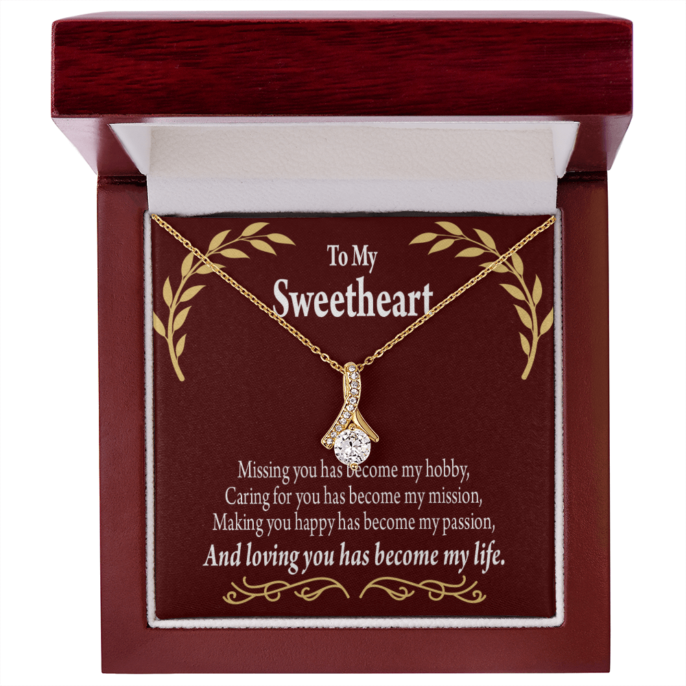 To My Girlfriend My Passion Alluring Ribbon Necklace Message Card-Express Your Love Gifts