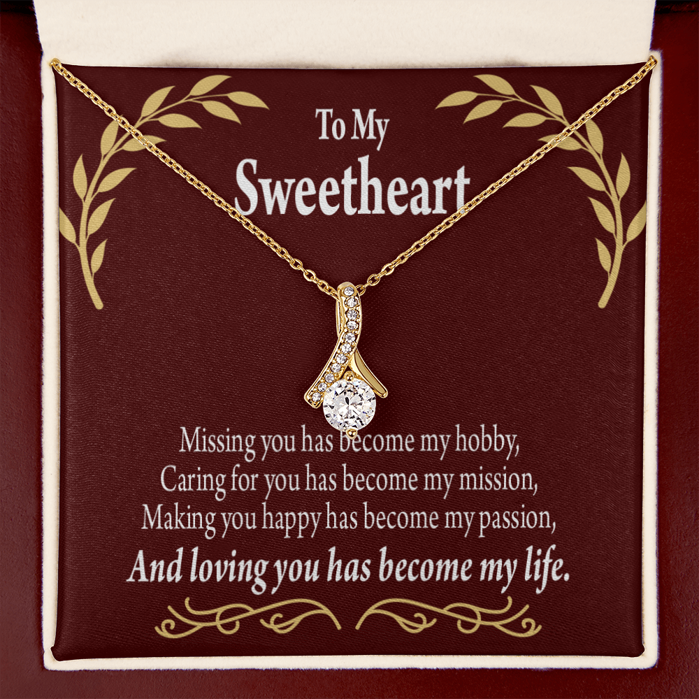 To My Girlfriend My Passion Alluring Ribbon Necklace Message Card-Express Your Love Gifts